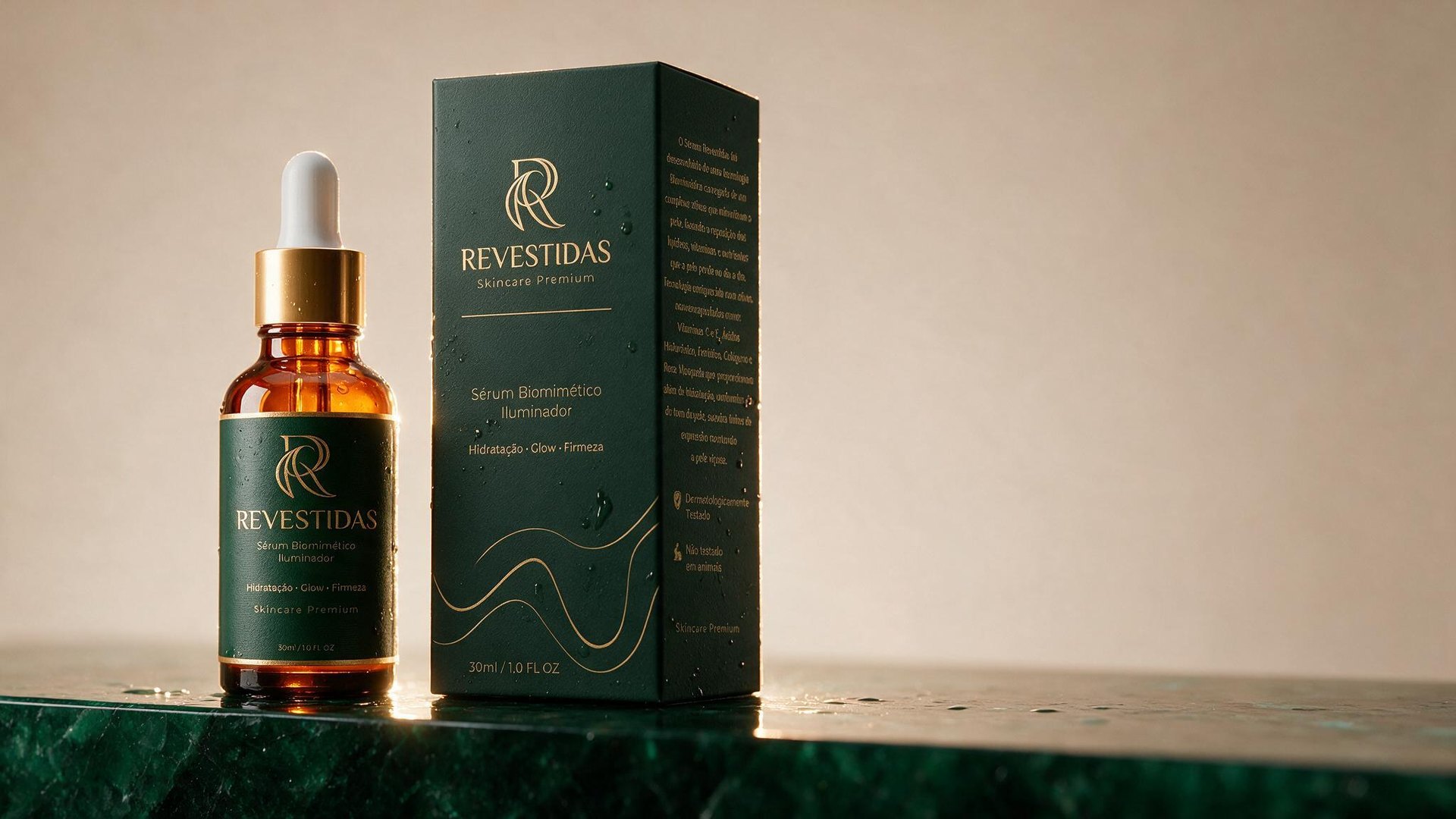 Sérum sobre pedra verde